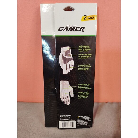 Men's Top Flite Gamer Cadet Left Golf Glove White Medium 2 Pack - Picture 2 of 2